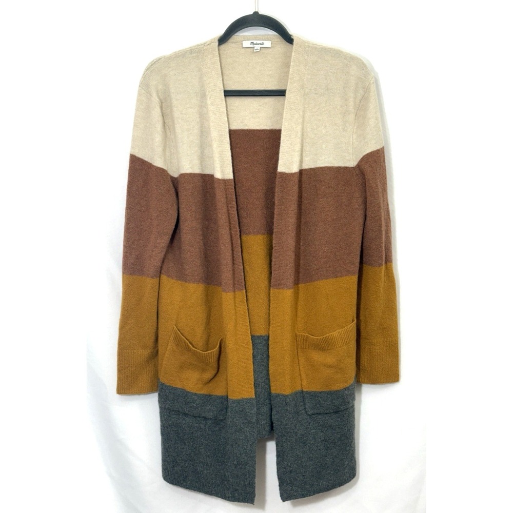 Madewell Sweater Womens S Colorblock‎ Open Stripe Cardigan Merino Alpaca Wool